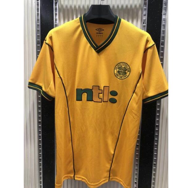 2001-02 Celtic Retro Yellow Away Kit Soccer Jersey